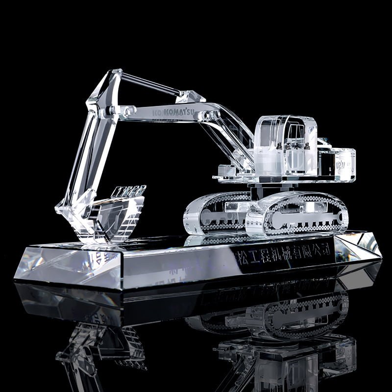 Crystal 3D Inside Sculpture Excavator Commemorative Model Ornament