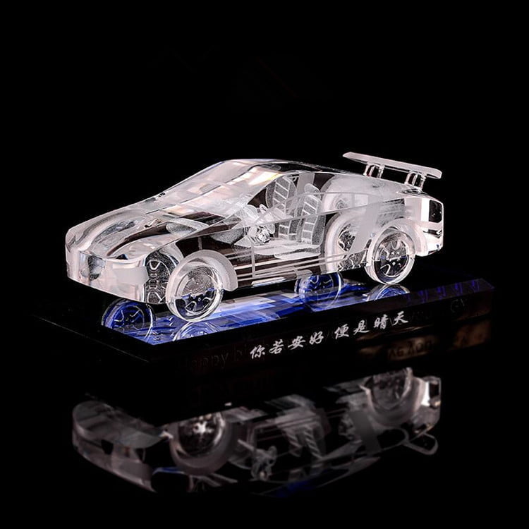 Crystal 3D Inside Sculpture Racing Car Commemorative Model Ornament