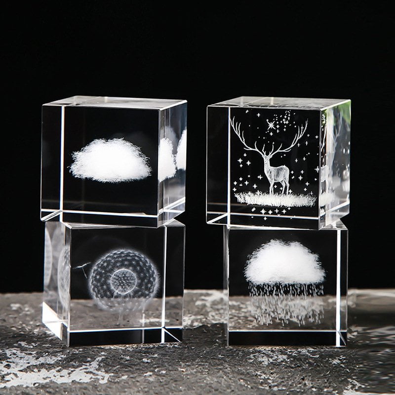 Crystal Block 3D Inner Carving Ornament