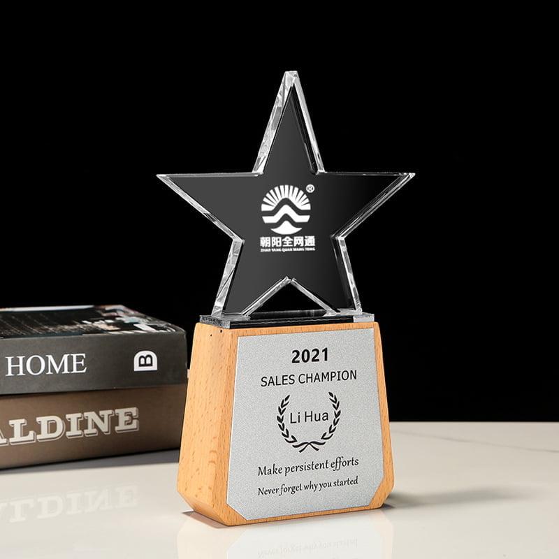 Crystal Star Wooden Base Trophy