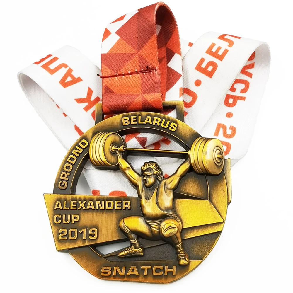 Weightlifting metal medal