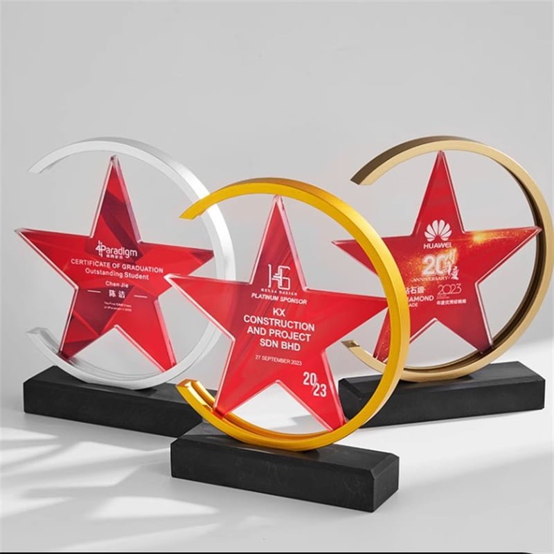 Five Star Gold, Silver and Bronze Crescent Crystal Award