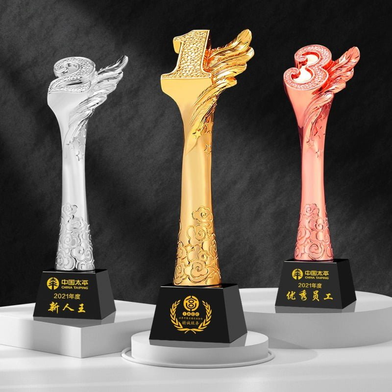 Gold, Silver and Bronze 1-2-3 Trophies