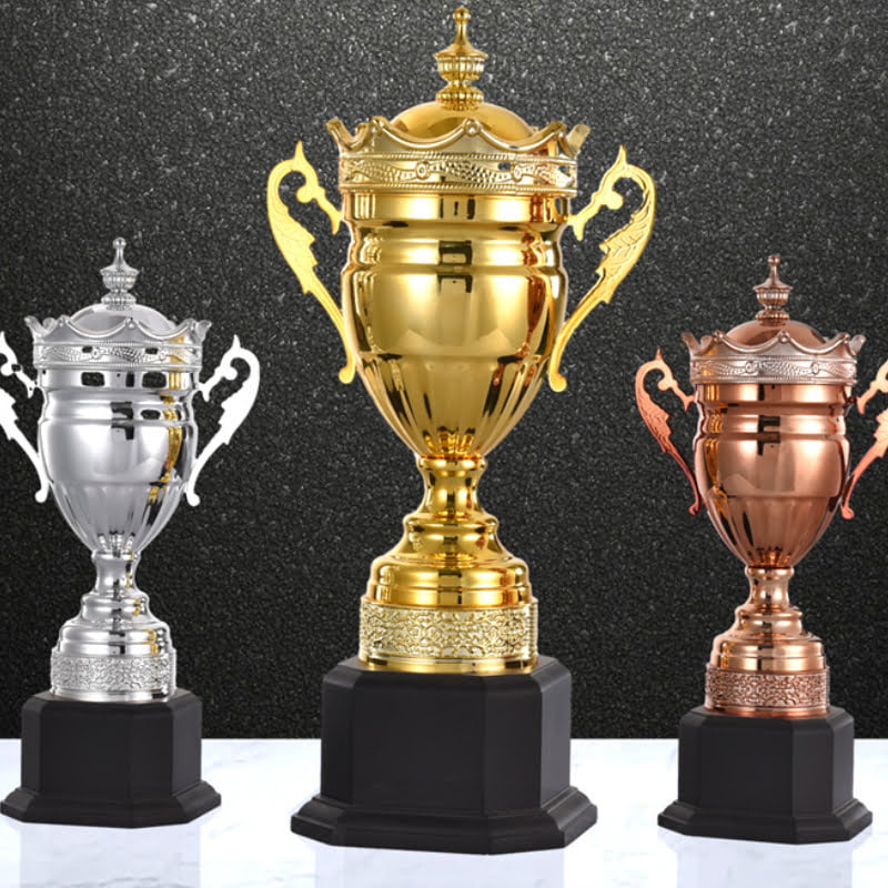 Gold, silver and copper metal trophies