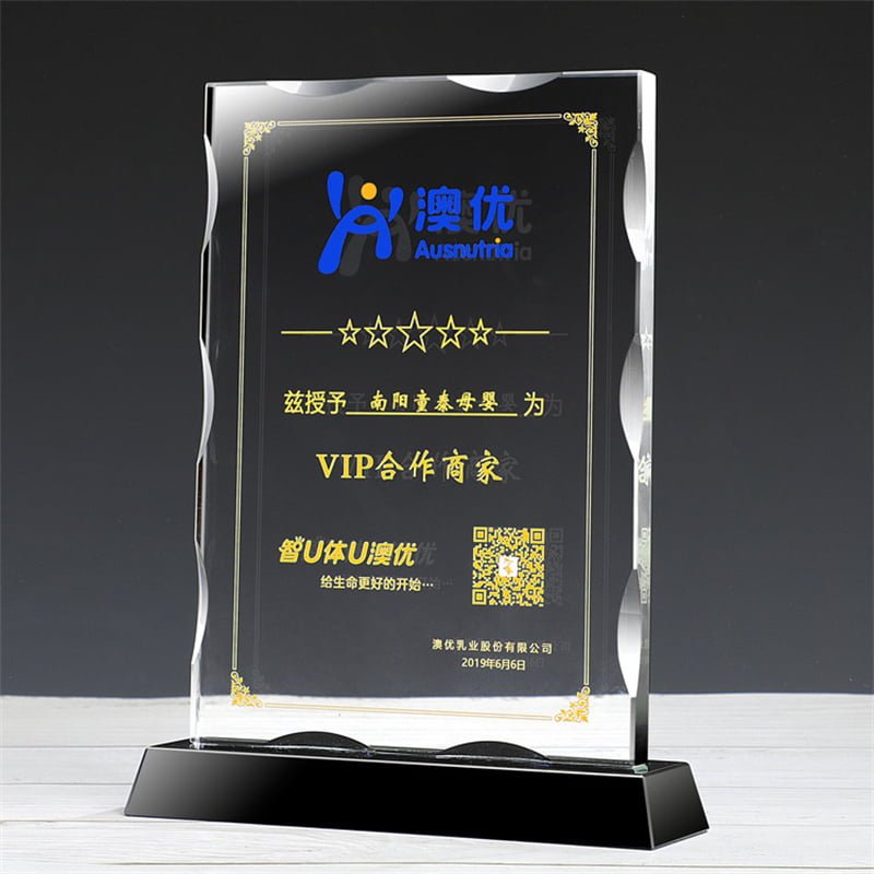 Glass Trophy Award for VIP – 10-Year Elite Service Commemoration