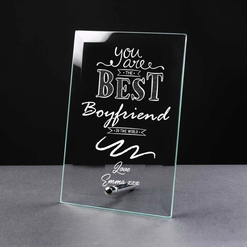 Glass Plaque Free-Standing Flat 3D Engraved